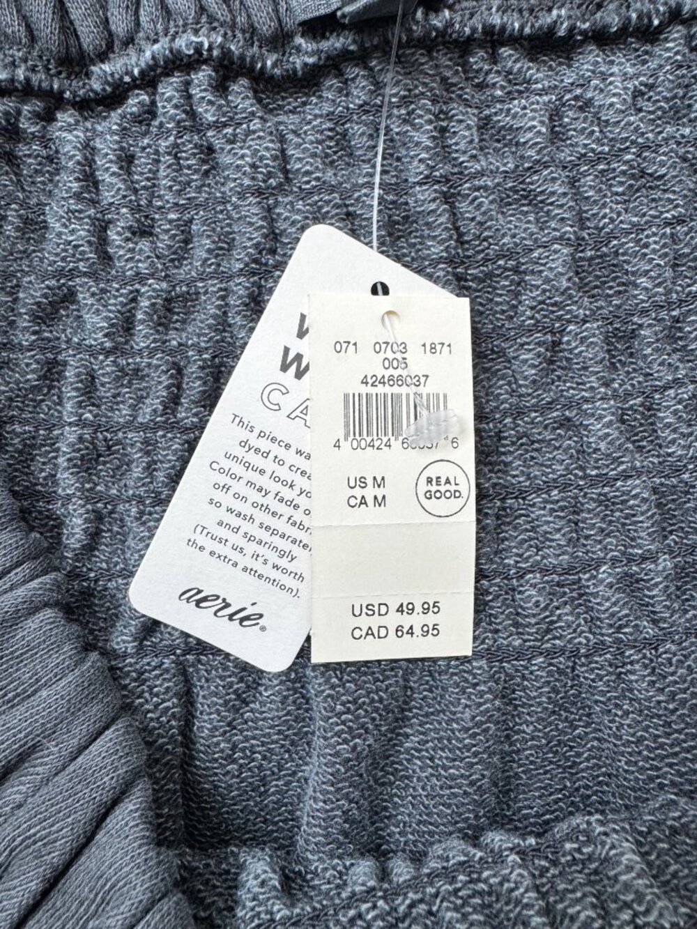 NEW Aerie Feeling Femme Mini Skirt Gray Smocked Waist Womens Size Medium - Picture 8 of 15